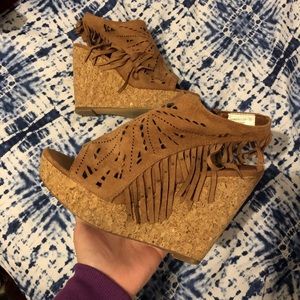 Not Rated cork wedge heels